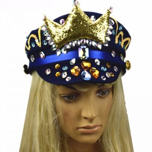 Új zafírkék korona Lyjenny kalap Brazília karneváli gyémánt kalapok flitter kalap egyedi gyártású nagykereskedelem