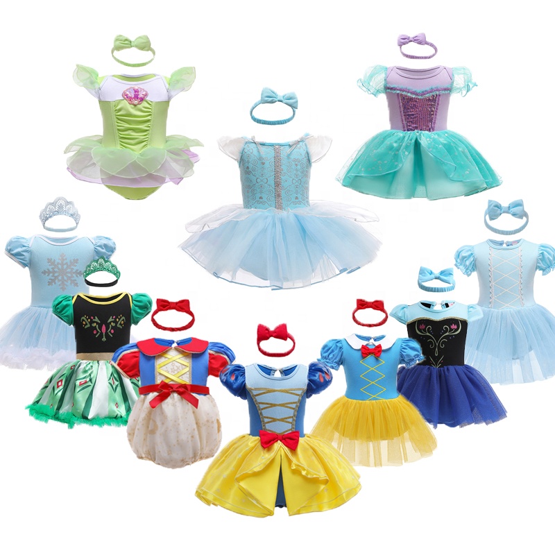 Halloween lányok hercegnő Romper 1 2 éves születésnapi ruha divatos tündérruhák újszülöttek számára Elsa Ariel Rapunzel Belle öltözködjön