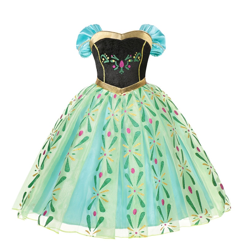 Anna hercegnő ruhák lányoknak klasszikus virágos rövid háló bál ruhák gyerekek Halloween cosplay hó queen party jelmezek jelmezek