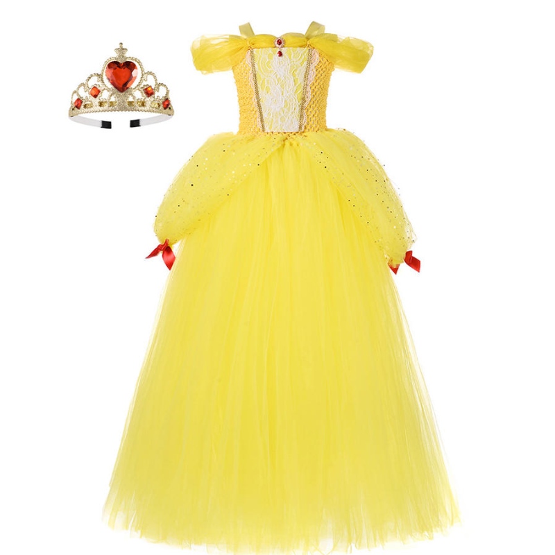 Lány belle hercegnő ruha gyerekek szépség és a vadállat jelmez lány baba karácsonyi hercegnő születésnapi party divatos ruha