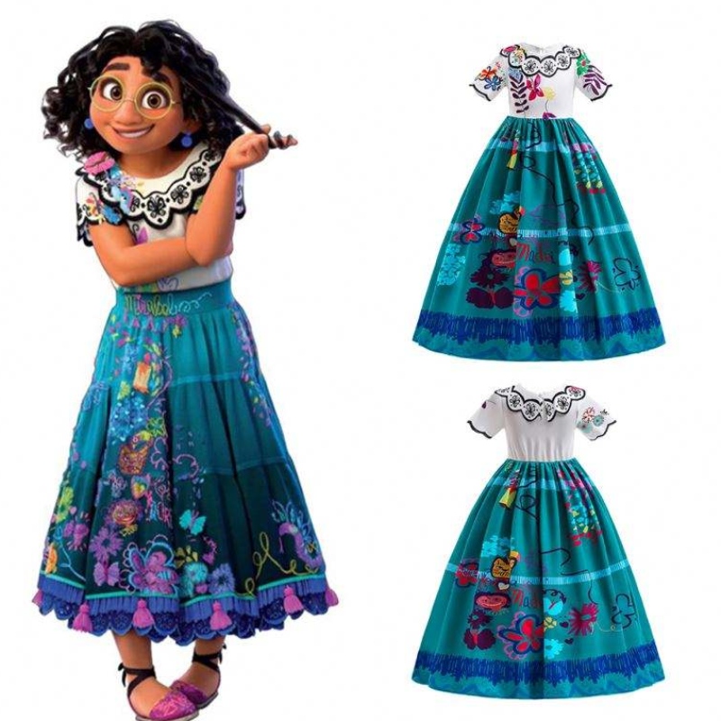 Baige New Encanto gyerekek öltözködjön a hercegnő mirabel cosplay jelmez mfmw006