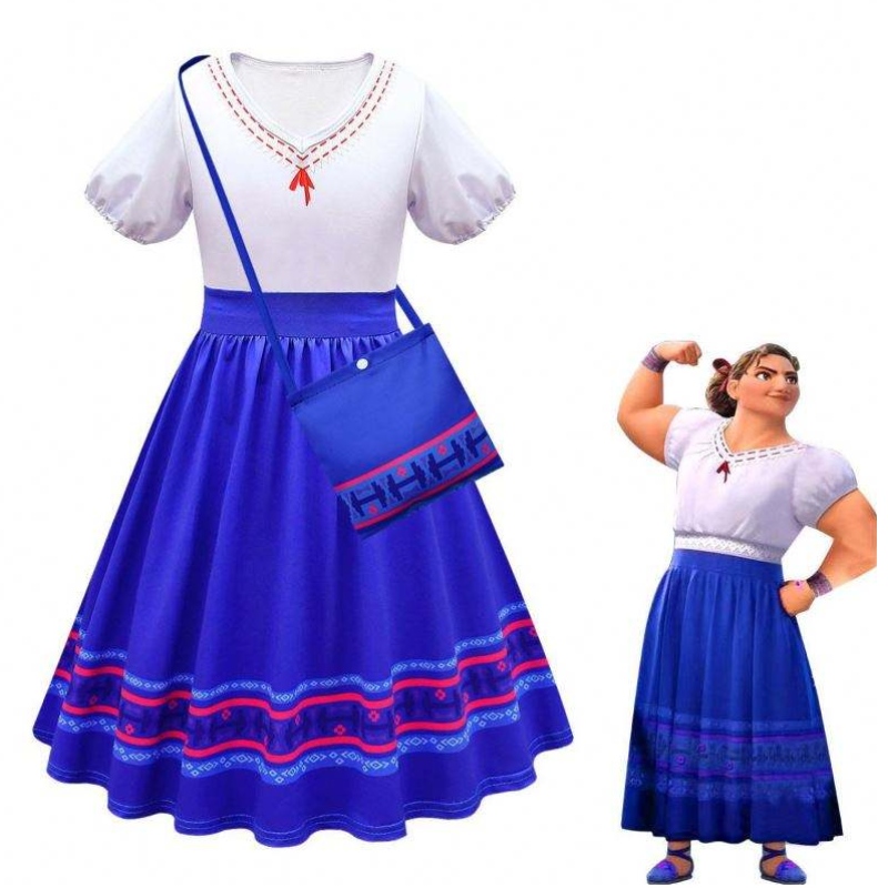 Baige Girls Encanto ruhák cosplay mirabel jelmezek divatos gyerekek hercegnő ruhák gyerekek születésnapi karnevál buli encanto ruha