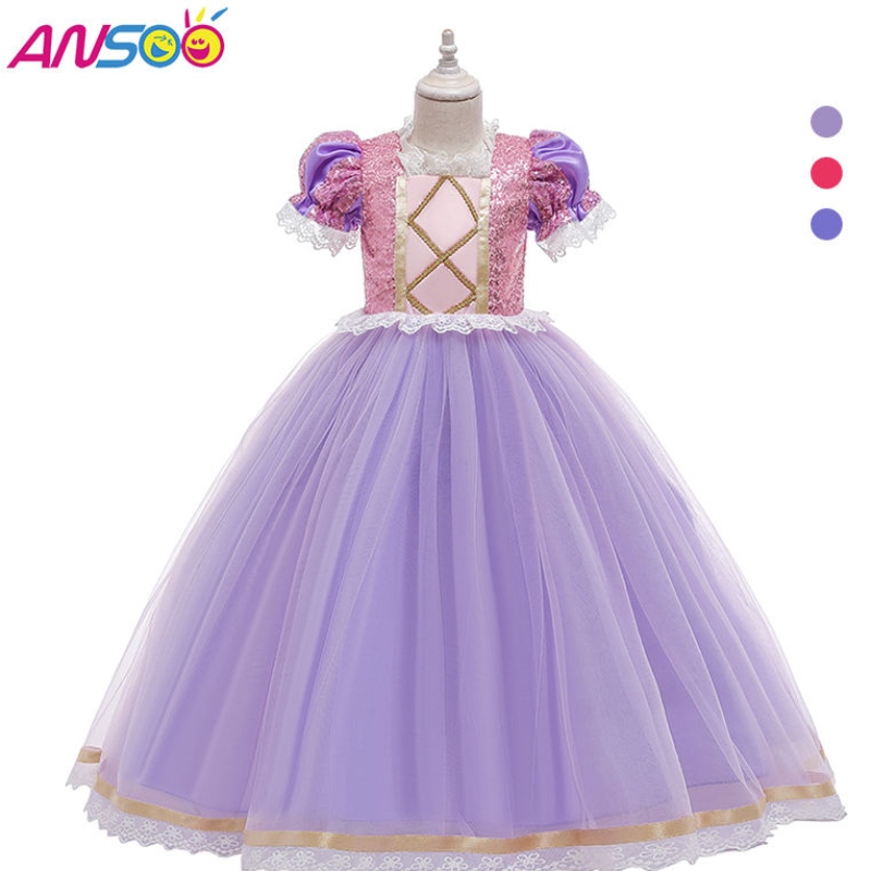 Ansoo gyerekek születésnapi party ruhái Halloween húsvéti karnevál cosplay hercegnő Sofia rapunzel öltözködési jelmez