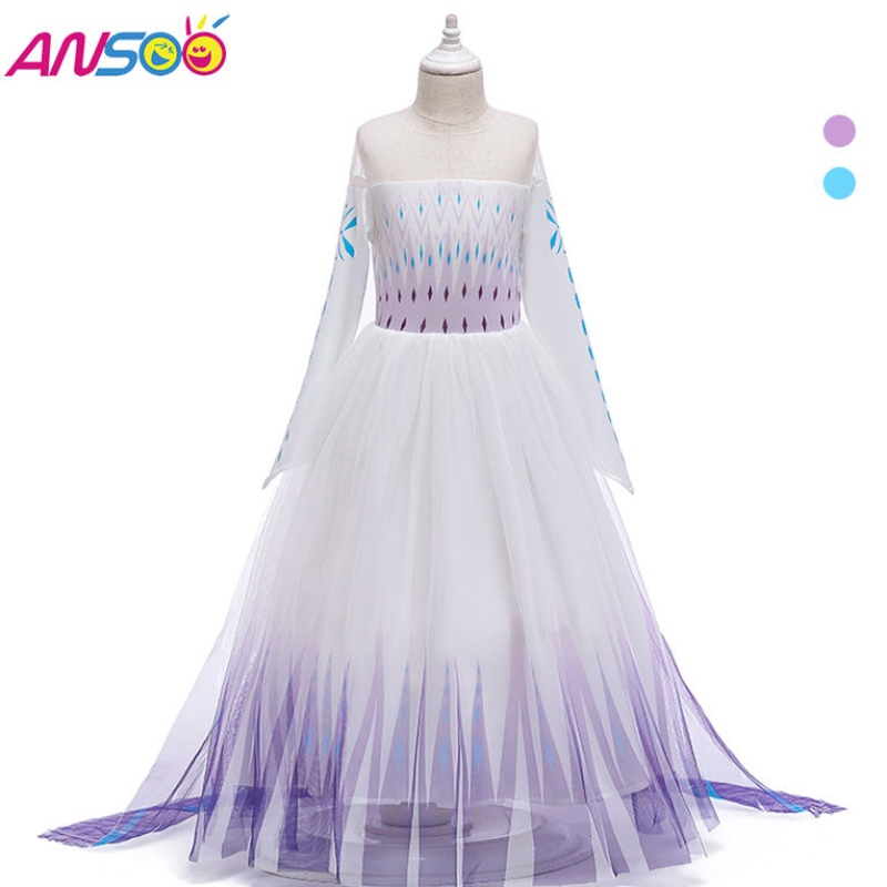 Ansoo Snow Queen 2 cosplay lány ruhanyári alkalmi hercegnő ruha parti előadás jelmez 4-12 éves gyerekek Elsa ruhák