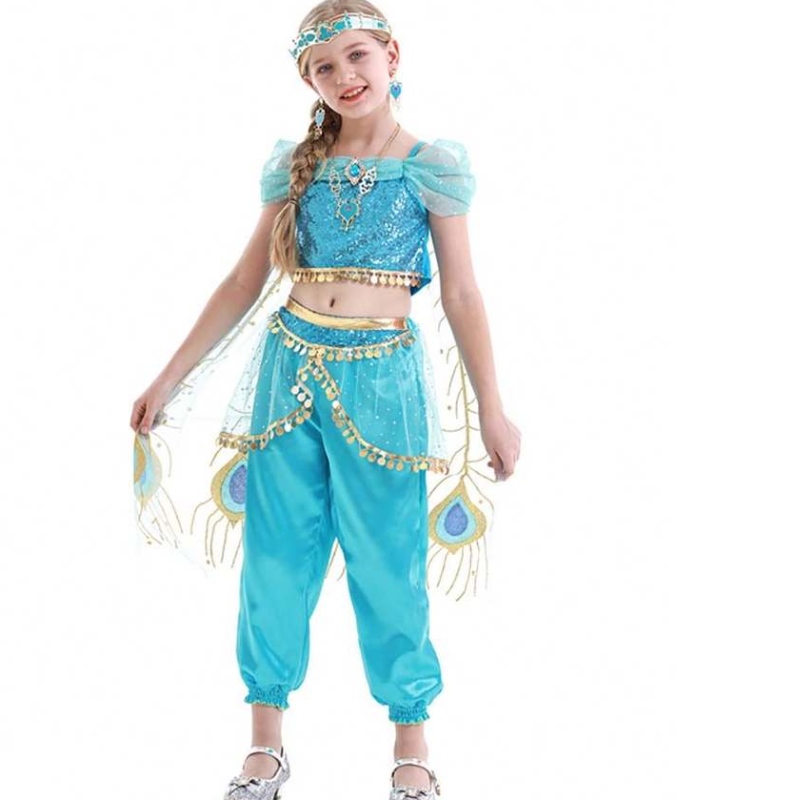 Anime Aladdin és a Magic Lámpa Aladdin Cosplay jelmez hercegnő Jasmine Belly Dancer jelmez a lányhoz Hcal-001