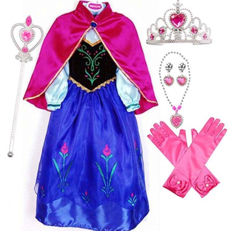 2022 Legjobb értékesítési cikk Anna Snow Queen Print születésnapi hercegnő ruha hercegnő ruhák Elsa cosplay hcgd-004