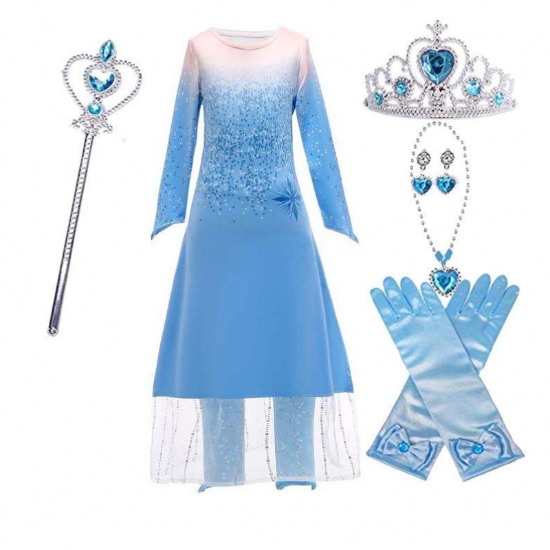 Gyerekek lányok kis hercegnő divatos öltözködési jelmez Elsa koronázási ruha cosplay hcgd-020