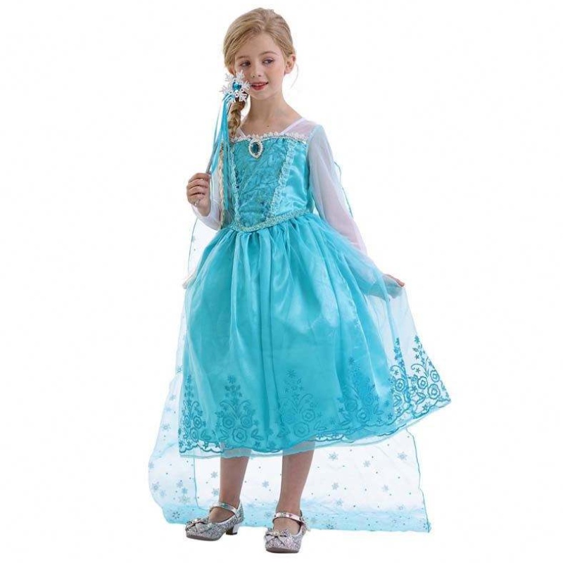 Gyerekek születésnapi versenyző cosplay 2-10y flitter kék hosszú ujjú Halloween hercegnő Elsa ruha cosplay hcgd-039