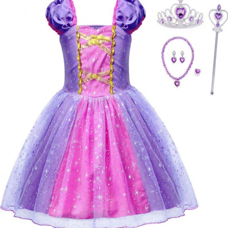 Kiváló minőségű rapunzel hercegnő ruha a parti filmhez kusza karakterek cosplay lányok születésnapi parti ruha 1-4 évig