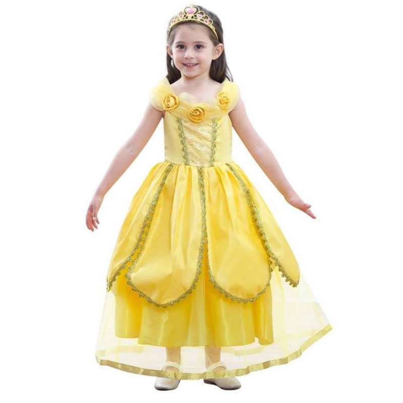 2022 új érkezési kis gyerekgömb ruha Halloween party cosplay lányok hercegnő belle szépség jelmez HCBL-004
