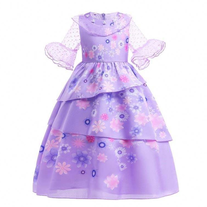 Gyári közvetlen ellátás Új karneváli gyerekek party cosplay jelmez Isabella Purple Encanto ruha gyerekeknek HCIS-001