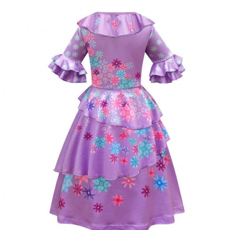 Új termék 2022 Kids Girls Miragel Madrigal Cosplay ruhái öltözködési encanto Isabela ruha táska paróka HCIS-006