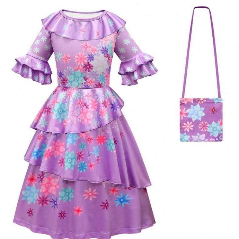 Carnival Halloween Princess Party ruhák virág fodrok hosszú ruha Mirabel Encanto jelmez 90-170cm HCIS-006