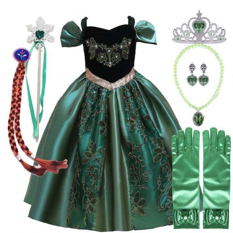 022 Legjobb értékesítési ruha Baby Kids kislányok Halloween hercegnő Anna Elsa ruha jelmez a Cape HCGD-032-vel