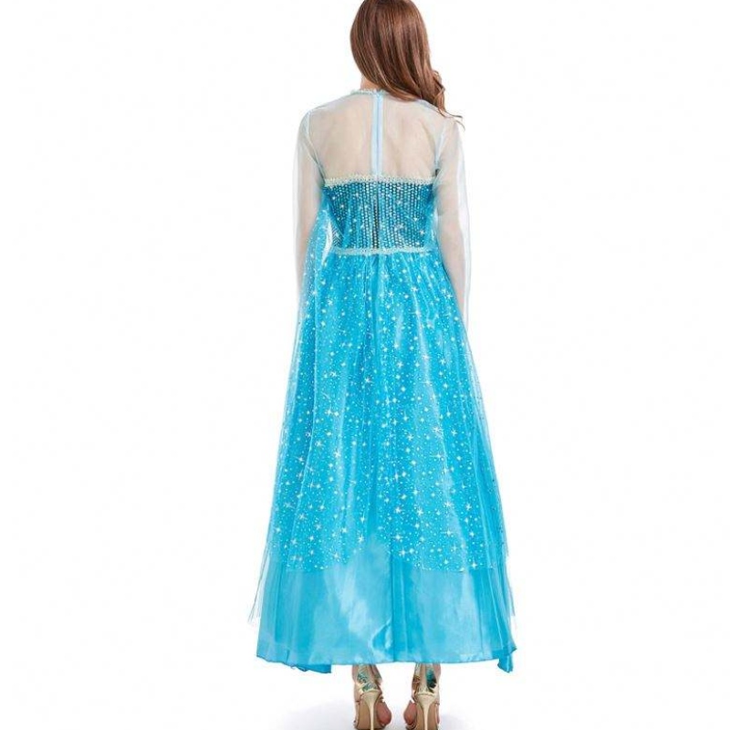 Novedades 2022 Halloween Cosplay Fancy Party Up Blue Long Elsa jelmez felnőtt HCGD-054