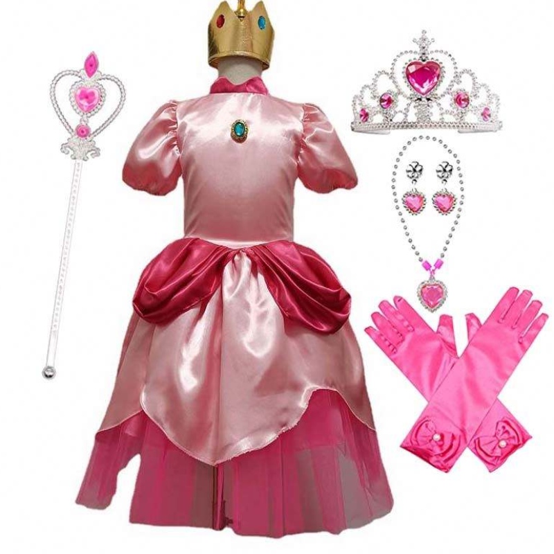 Carnival cosplay kislányok party karácsonyi szuper testvér rajzfilm rózsaszín hercegnő őszibarack jelmez koronával Hcmu-006