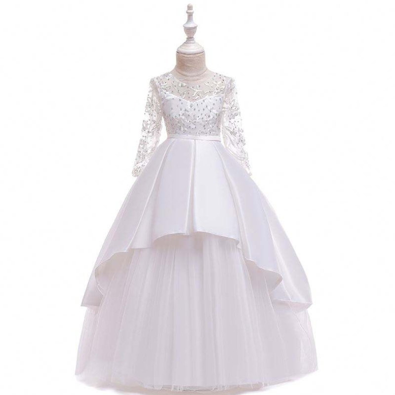 Butik hosszú ujjú hercegnő estélyi ruhák kislány születésnapi esküvői buli ruha virágokkal LP-233