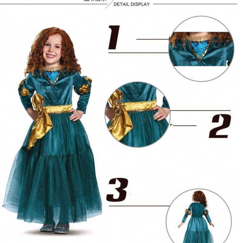 Girl cosplay hercegnő ruha kis kalandok középkori hercegnő öltözköd -ruha Merida jelmez lányoknak