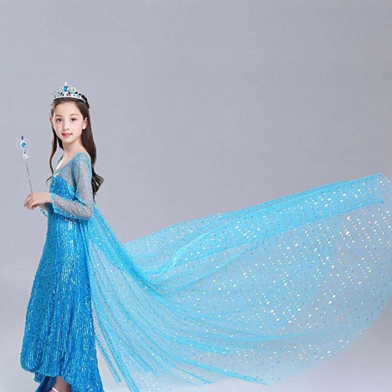 Elsa ruha gyerekek lányok jelmezes hó királynő 2 Elsa kék rózsaszínű, hosszú ujjú ruha tv&film jelmezek lányoknak