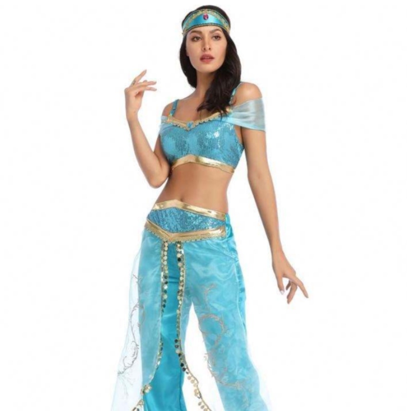 Nagykereskedelmi szexi jázmin aladdinnadrágnők jelmez hercegnő jelmez felnőtt arab hastáncos jelmez hercegnő jasmine cosplay
