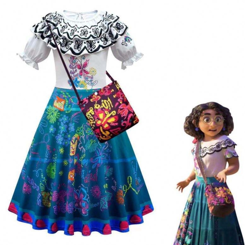 Halloween hercegnő ruha Encanto mirabel luisa cosplay jelmez lány party ruha táskával