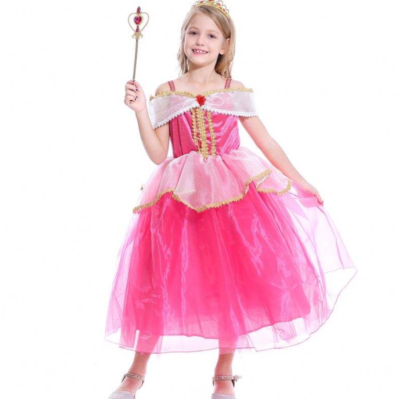 Lányok aurora hercegnő ruha hosszú ujjú váll csipke robe gyerekek Helloween/christmas ajándék díszes buli ruhák
