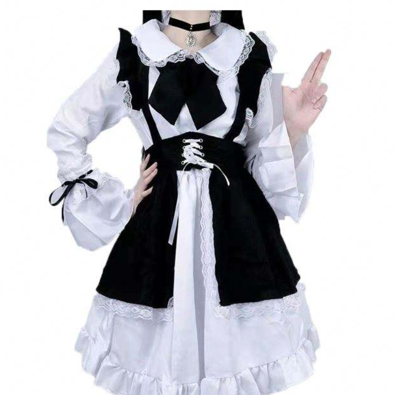 Női szobalány ruházat anime ruha fekete -fehér kötény ruha lolita ruhák férfiak kávézó jelmez cosplay jelmez