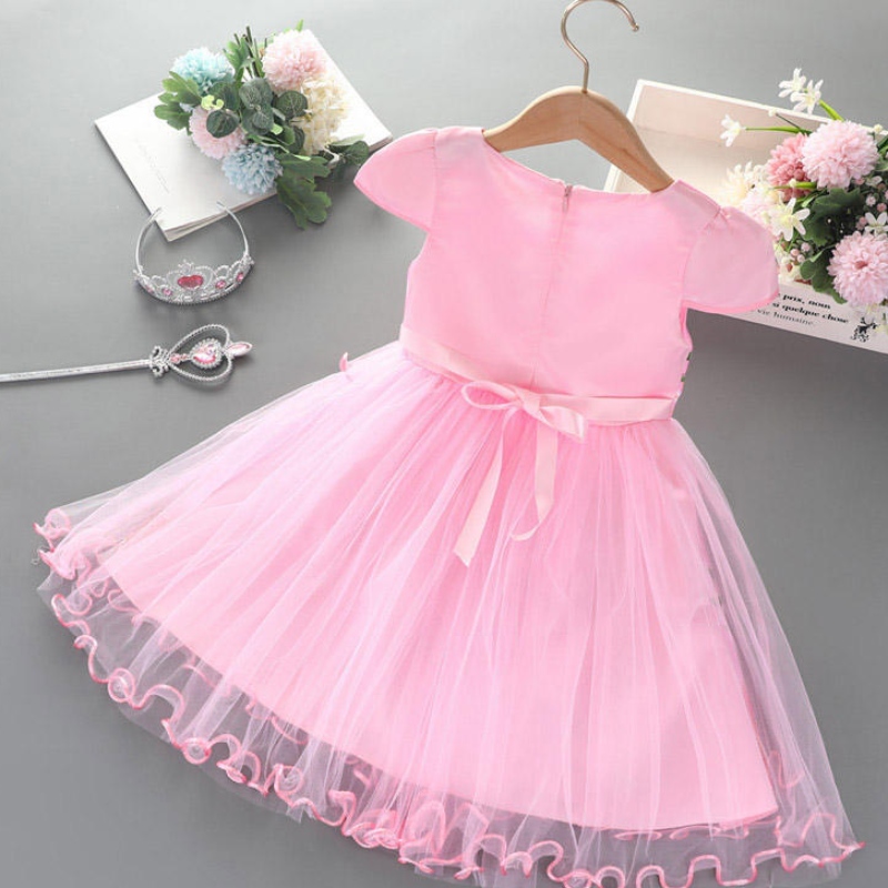 2-8y lányok öltözködésinyári új rövid ujjú hercegnő Elsa háló tutu szoknya gyermekek születésnapi parti cosplay ruhája