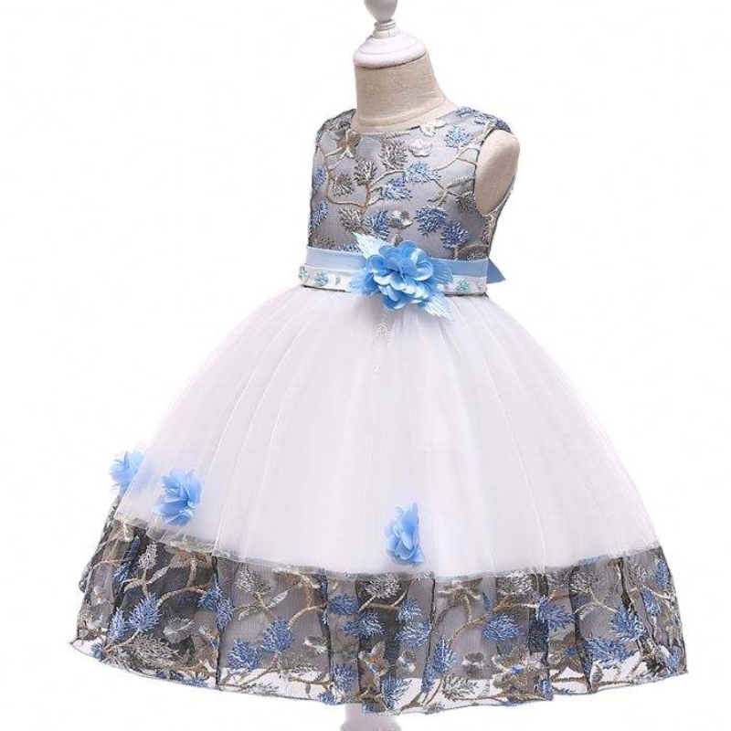 Új érkezés Flutter ujjatlan kislány születésnapi party ruha gyerekek Frocks Designs 8 éves gyerekek L5045