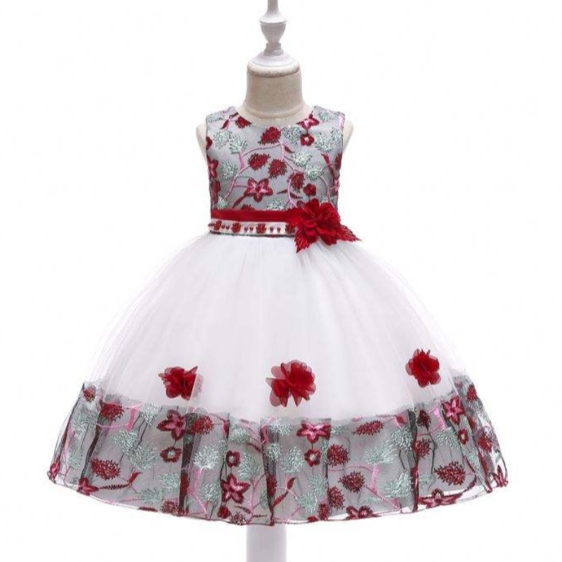 Új érkezés Flutter ujjatlan kislány születésnapi party ruha gyerekek Frocks Designs 8 éves gyerekek L5045