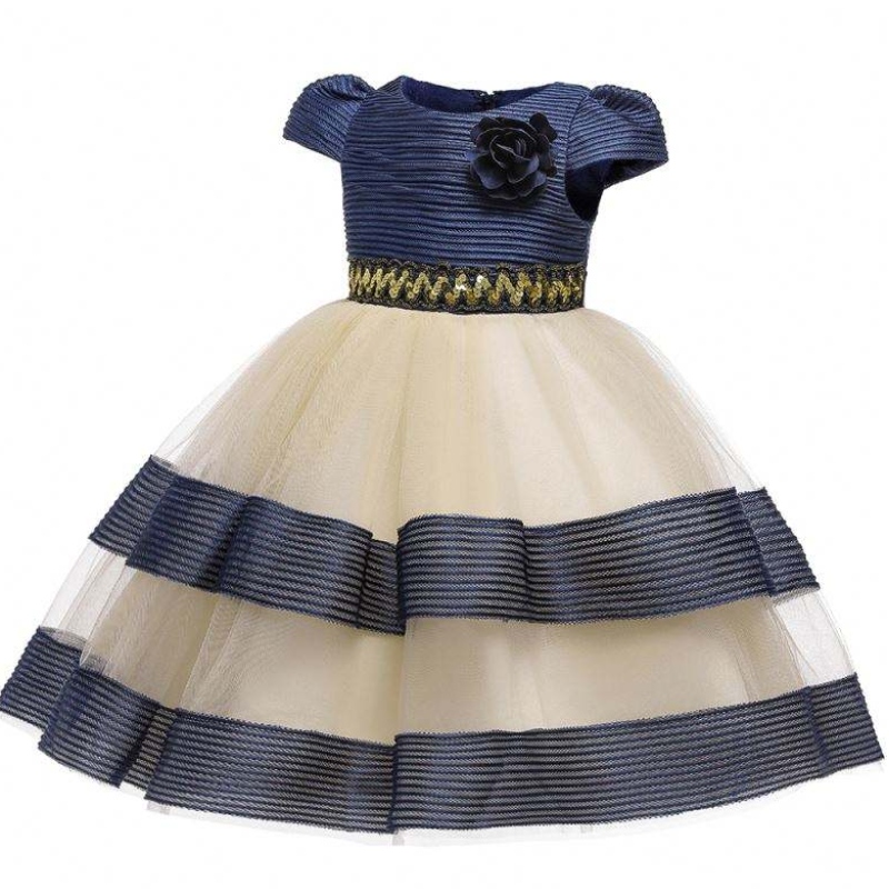 Baige új design lányok torta ruha elegáns esti hivatalos baba virág lány ruhák l5160