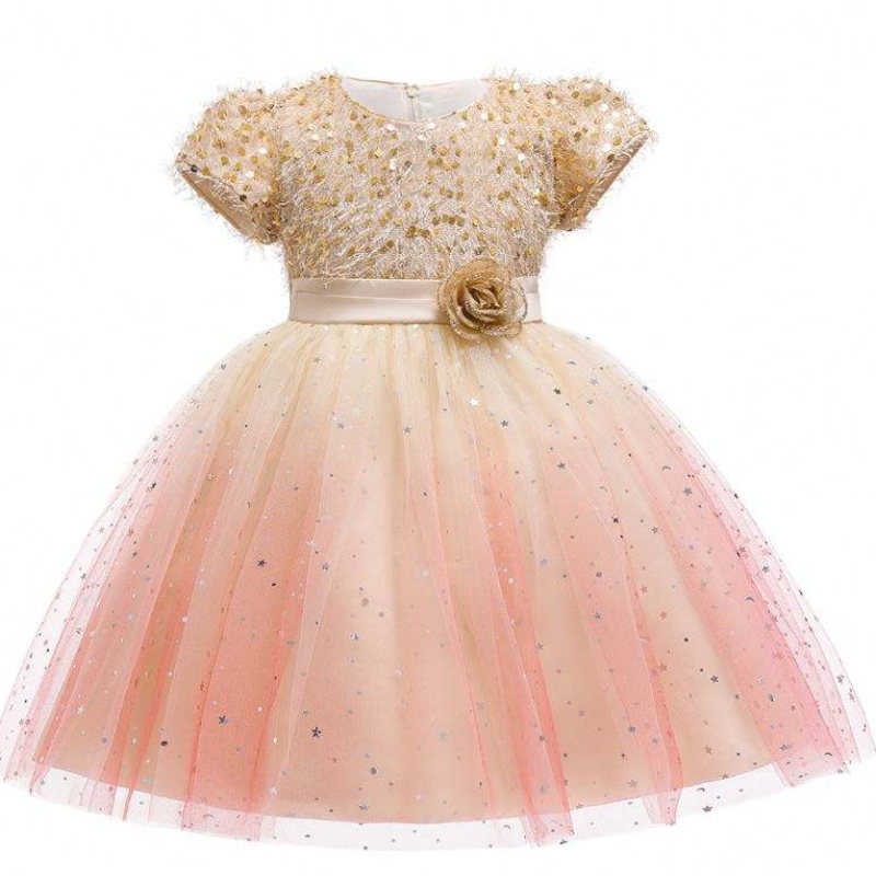 Baige új design lányok torta ruha elegáns esti hivatalos baba virág lány ruhák l5160