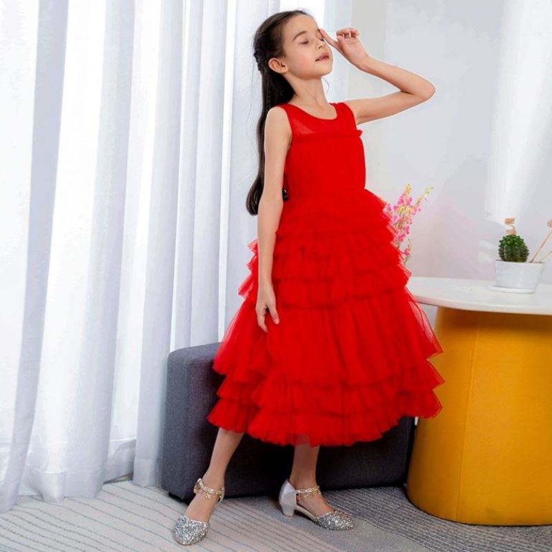 Baige 2021 új gyárnagykereskedelmi kedves gyerekek hosszú golyó ruha Frock Design Wedding Party ruhák