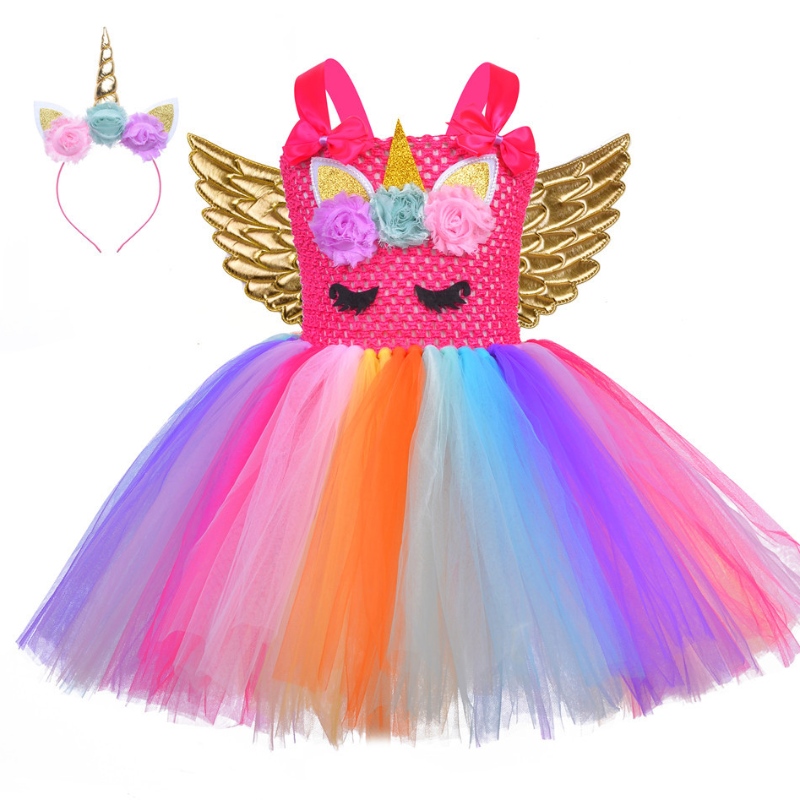 Kis gyerek póni ruha Unicorn Wings hercegnő ruha party cosplay jelmez