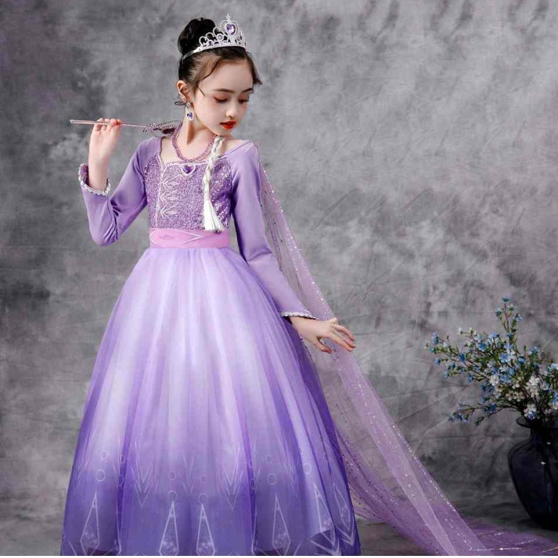 Baige Snow Queen lila Elsa ruha karácsonyi halloween anna jelmez lányok hosszú ujjú hímzett flitteres ruhák