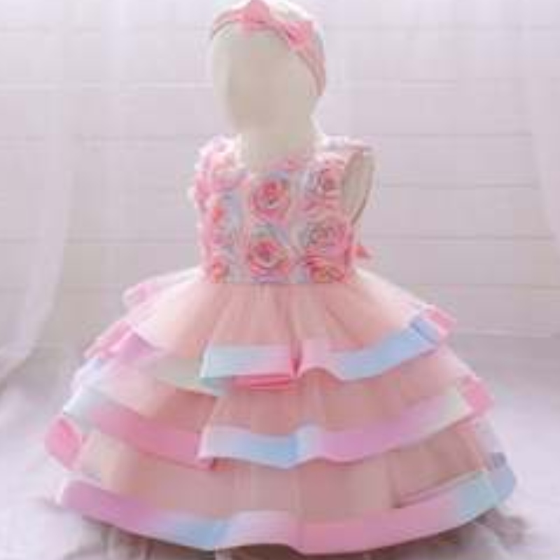Baigenagykereskedelmi gyerekek party viselnek csecsemő ruhákat tutu design kislány virág torta réteges születésnapi ruha