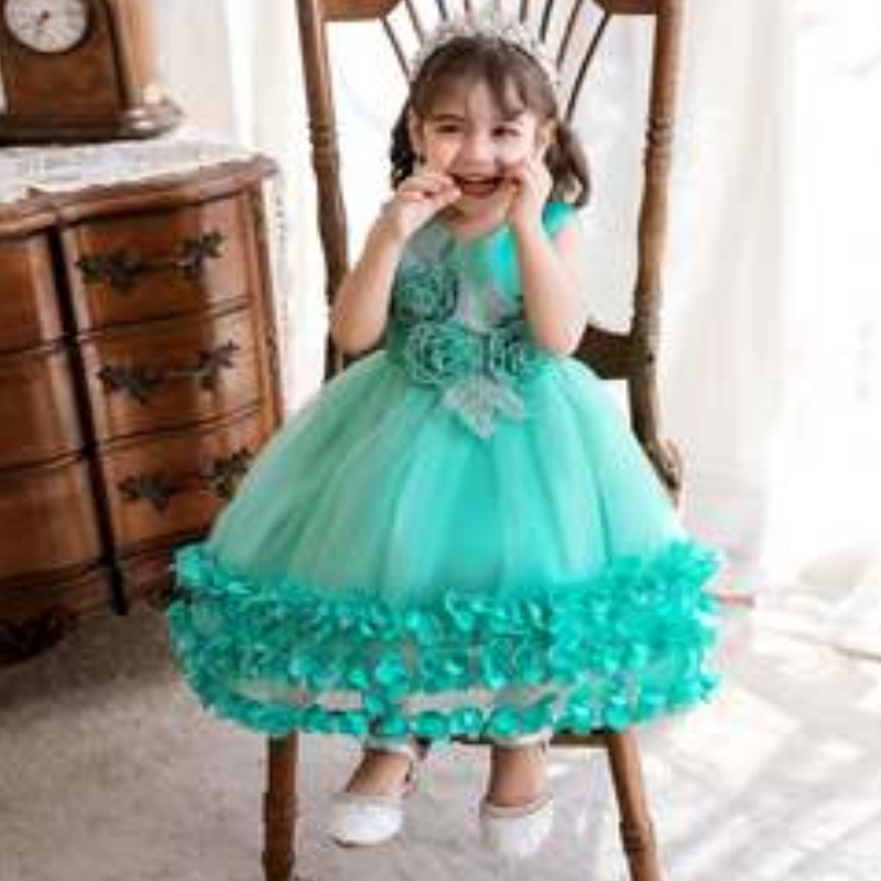 021 Baby Christmas Fancy ruha Baige Nyári Frock Formális Party Princess gyönyörű baba ruhan2105