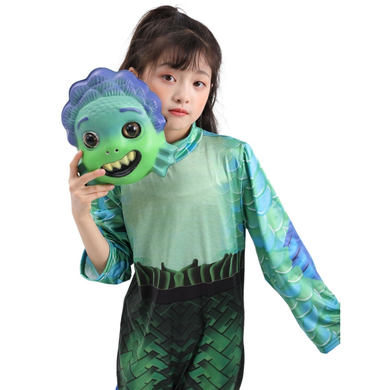 Halloween Sea Monster Cosplay Luca film jelmezek Party Masks jumpsuit Gyerekek szerepjáték parti ruházat