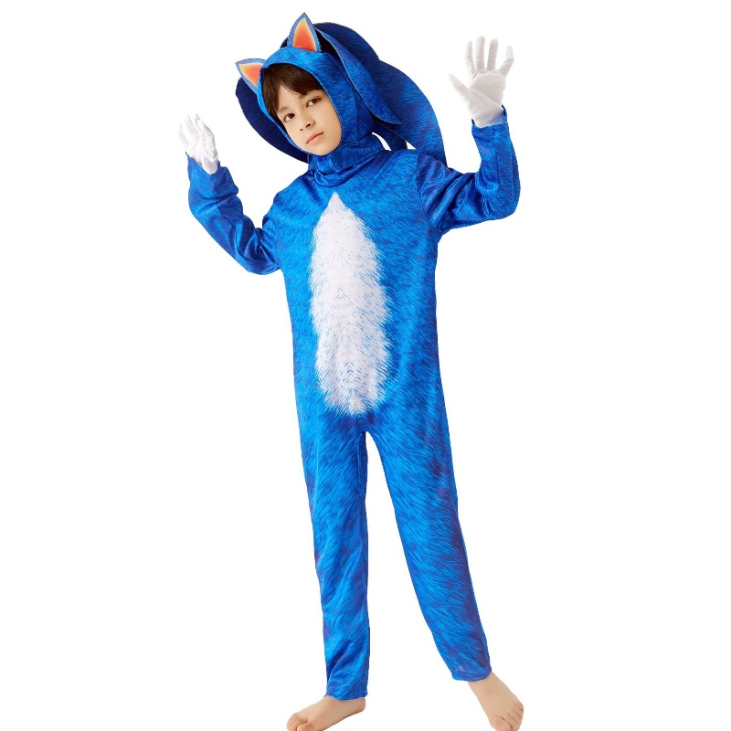 Új stílusú fiúk jumpsuits kiegészítőkkel Party cosplay ruhák gyerekek Sonic Halloween jelmezek