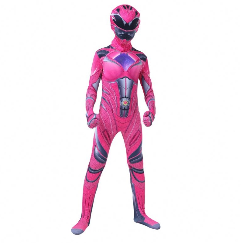 2022 Több színű fiúk Halloween Carnival Party Thunder Red Power Ranger cosplay jelmez arcmaszkkal gyerekeknek