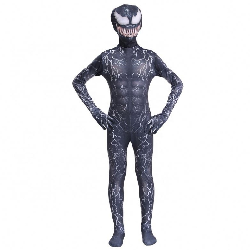 Fekete izom Zentai Bodysuit felnőttek szuperhős félelmetes horror jumpsuit Pókember Halloween cosplay Symbiote Venom jelmezek fiúk
