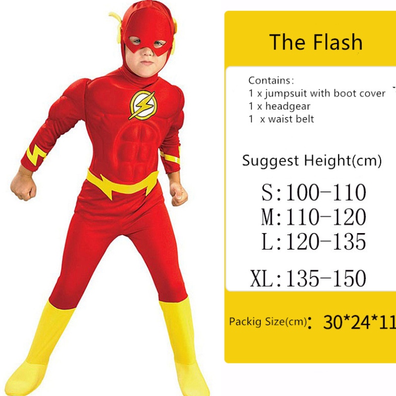 Cosplay teljesítmény jelmez Halloween a flash bodysuit izom jelmez