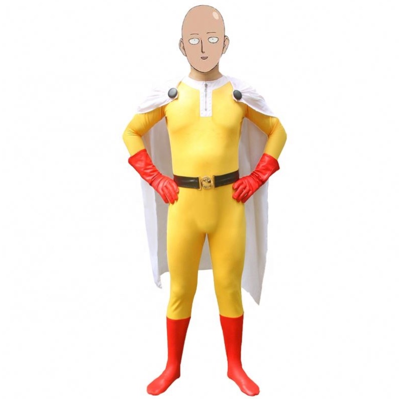 Népszerű legforróbb Halloween Party Kids&adults TV szuperhős jumpsuit Cloak cosplay Anime One Punch Man saitama rajzfilm jelmez
