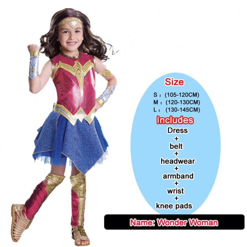 Baige lányok Wonder Woman jelmez Halloween hercegnő party ruha katicabogár gyerek jelmez