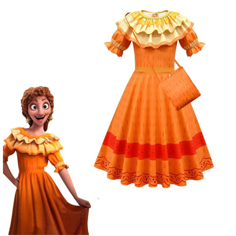 Encanto Madrigal cosplay jelmez lány ruha divatos ruhák karnevál Halloween hercegnő ruhák fülbevalók Mirabel jelmez