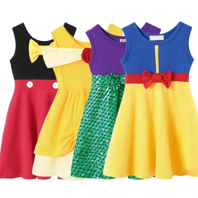 Dressy Princesses Collection ruha lányoknak Elsa&anna party viseljennyári puha pamut ruházatnyár A Line Frocks Kids ruhák