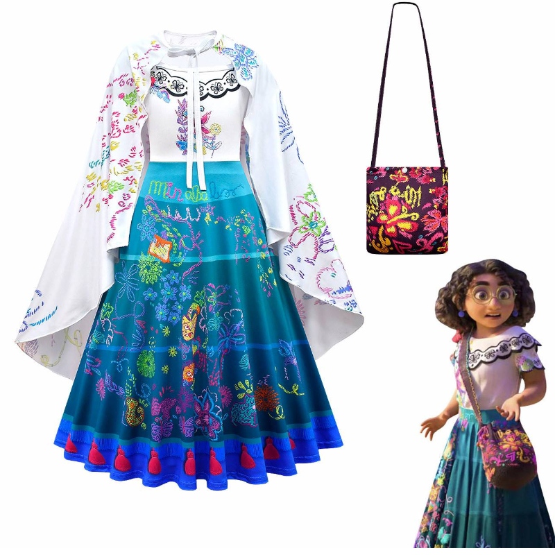 Baige Carnival Halloween Princess Party ruhák virág fodrok hosszú ruha mirabel encanto jelmez