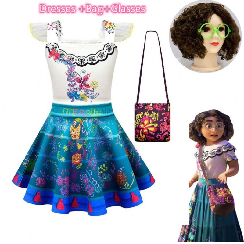 Lányok Encanto mirabel cosplay jelmez gyerekek karneváli születésnapi hercegnő ruha gyerekek encanto ruhák