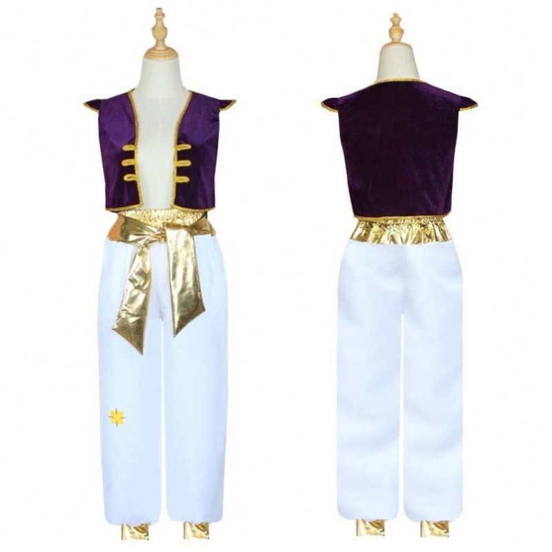 Halloween Aladdin Magic Lamp Cosplay Suits sapka hüvelyek Wriapcoat Aladdin herceg jelmeznadrággal hcal-010