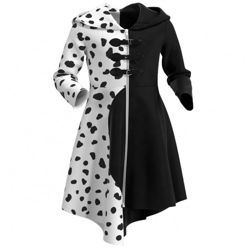 Deluxe öltözködés tweensheznői álruhák Deville koktél cosplay party fekete fehér dalmáti cruella ruhabát Halloweenre